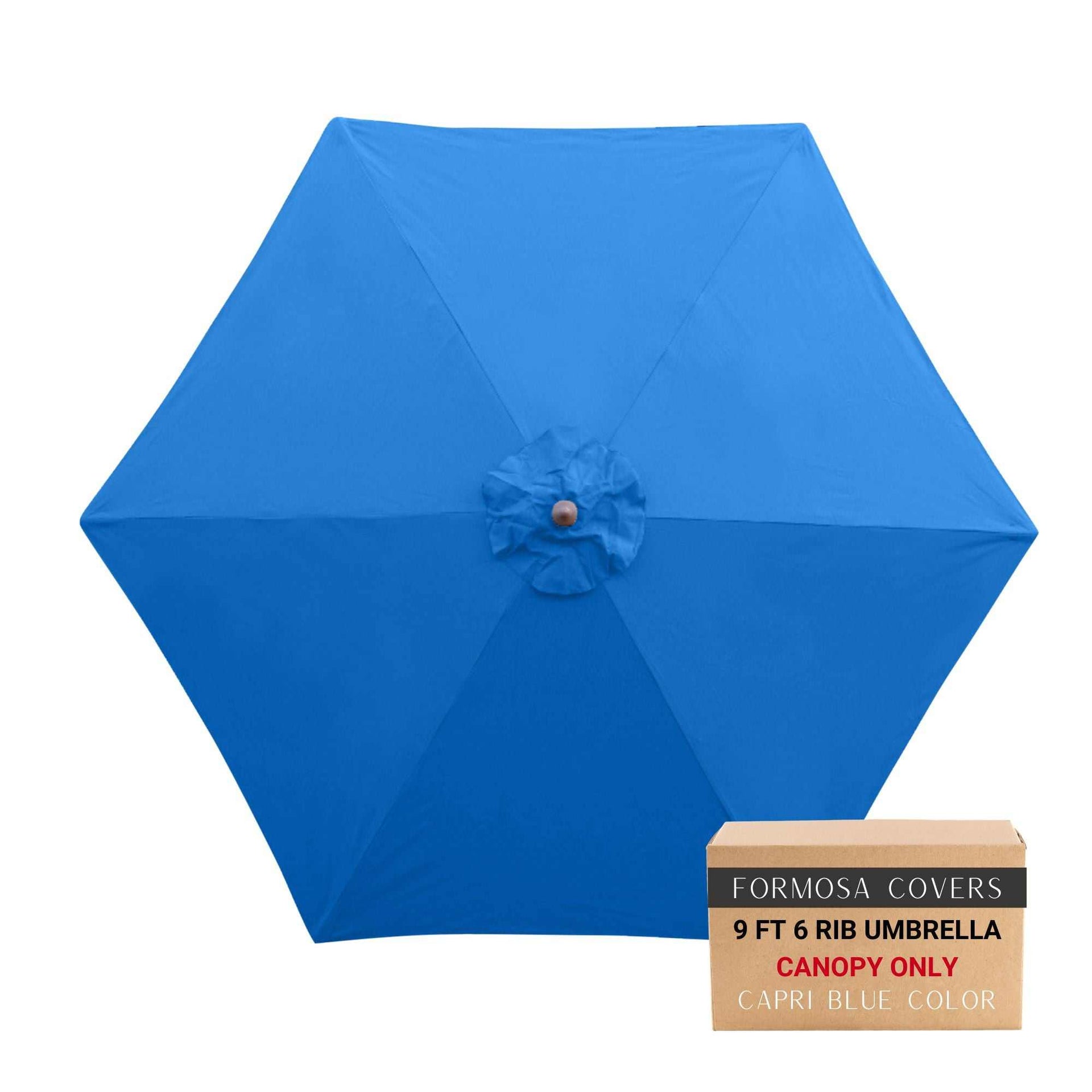 corsica patio umbrella tan olefin 9 x 7-ft Patio Umbrella Replacement Canopy 9 Ft 6 Rib Capri Blue