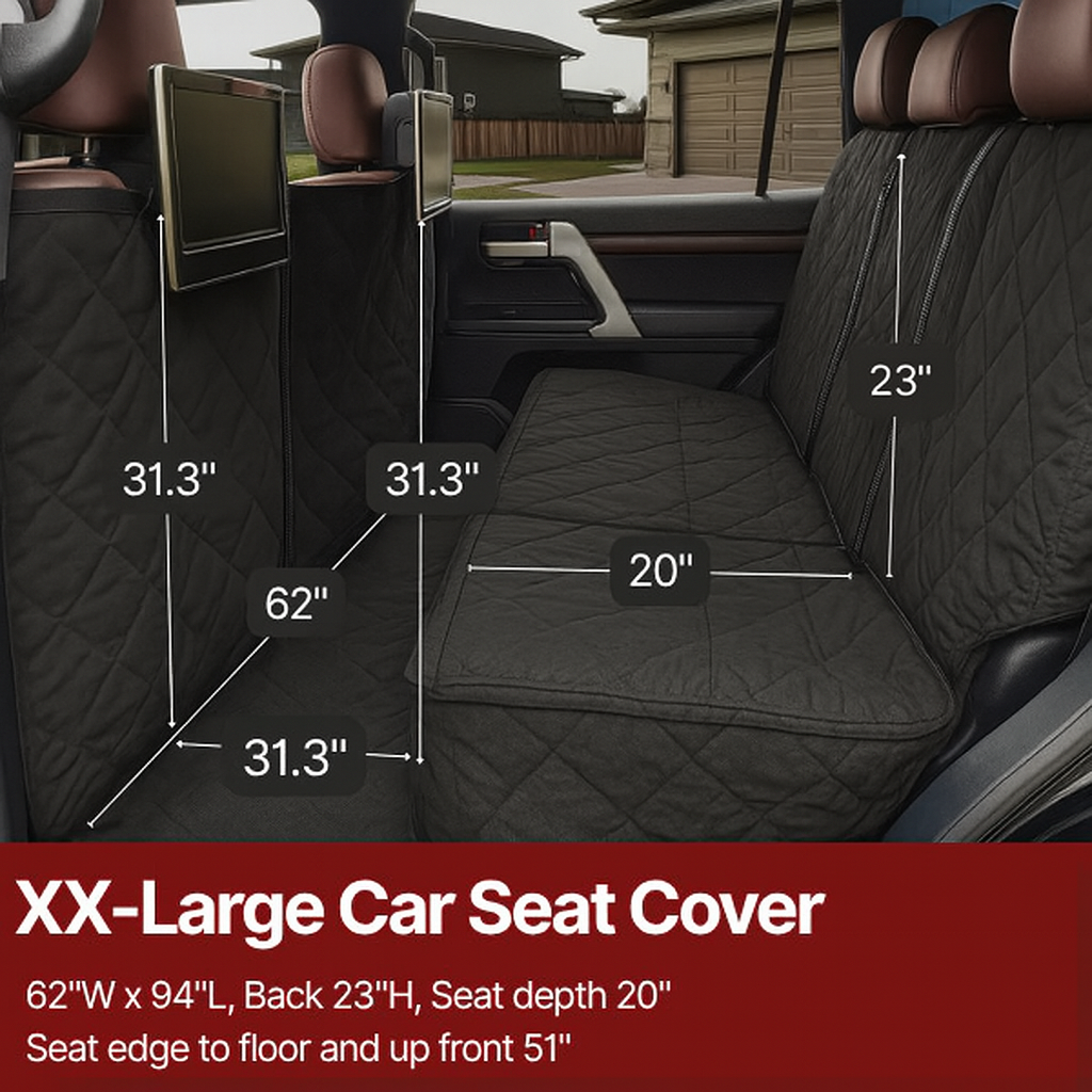 XX-Large Pet Seat Cover For Truck, Van or Large SUV 62"W Black