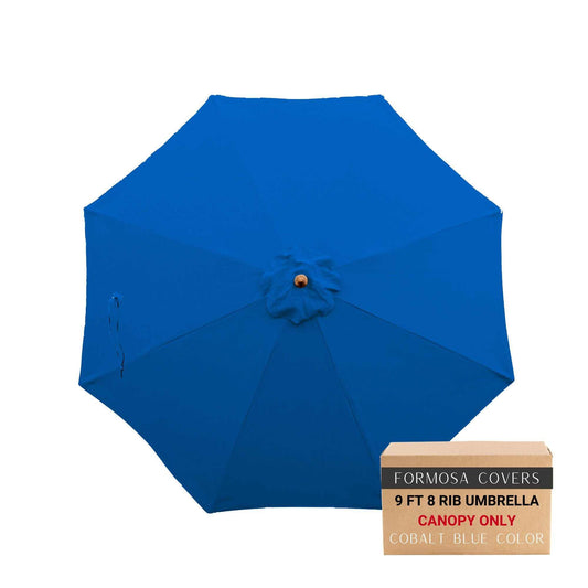 Cobalt blue 9ft market patio umbrella canopy replacement for 8 rib frame.