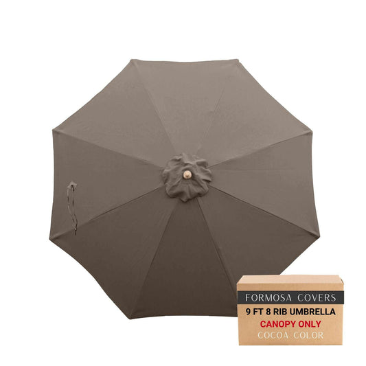 9ft market patio umbrella 8 rib replacement canopy in cocoa color.