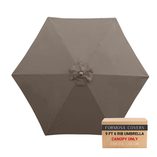9ft Market Patio Umbrella 6 Rib Replacement Canopy in Cocoa color.