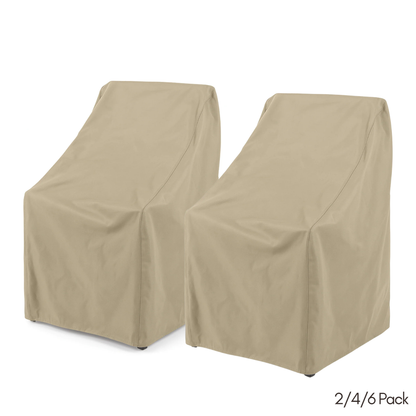 [SHIPS 5/22/26] Patio High Back Dining Chair Cover 27"L x 42"H Classic Taupe - 2/4/6 Pack