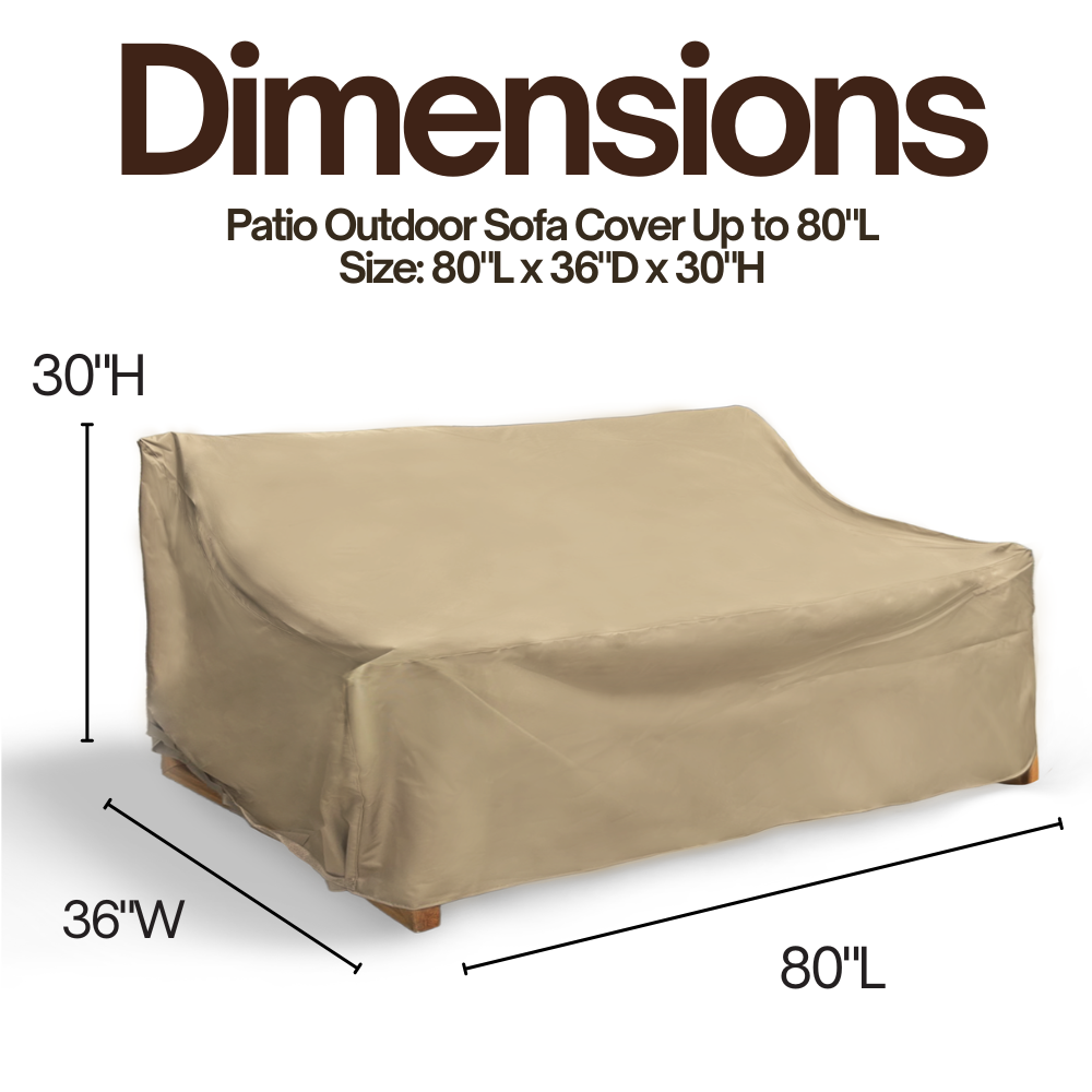 Patio Outdoor Sofa Cover Up to 80"L Classic Taupe