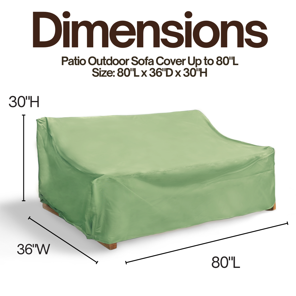 Patio Outdoor Sofa Cover Up to 80"L Aspen Green