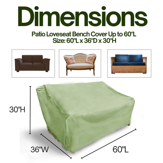 Patio Loveseat Bench Cover Up to 60"L Aspen Green - Formosa Covers