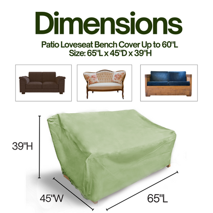 Patio Outdoor Large Loveseat Bench Cover Up to 65"L x 45"D Aspen Green - Formosa Covers