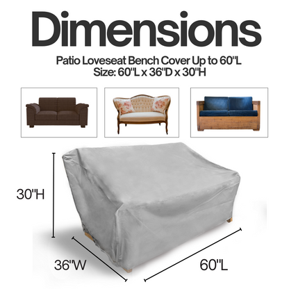 Patio Loveseat Bench Cover Up to 60"L Reserve Grey - Formosa Covers