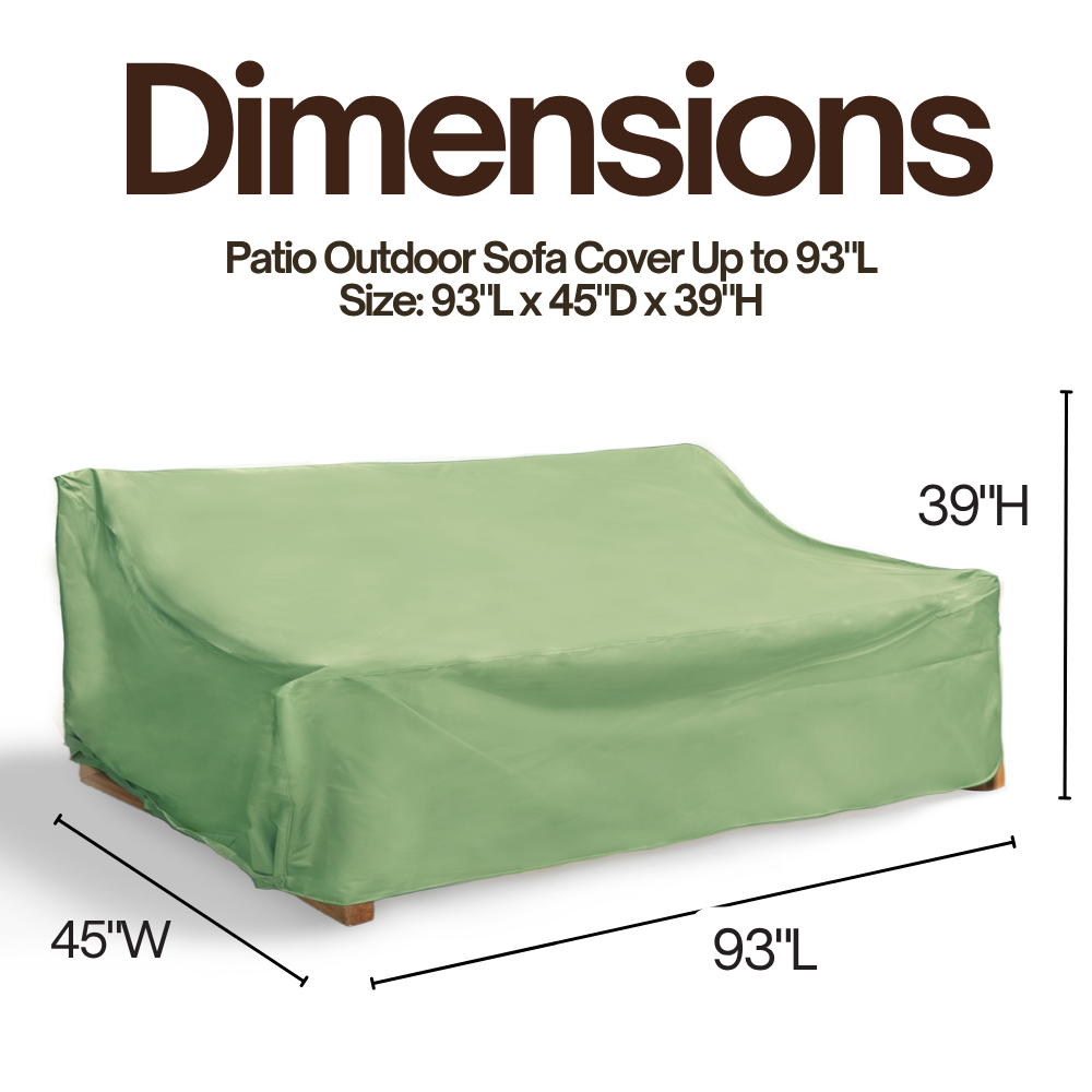 Patio Outdoor Large Sofa Cover Up to 93"L Aspen Green