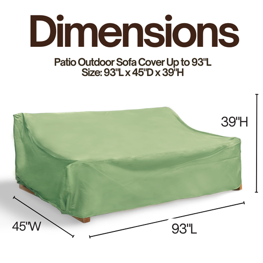 Patio Outdoor Large Sofa Cover Up to 93"L Aspen Green