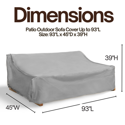 Patio Outdoor Large Sofa Cover Up to 93"L Reserve Grey - Formosa Covers