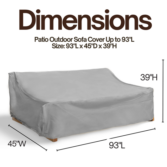 Patio Outdoor Large Sofa Cover Up to 93"L Reserve Grey