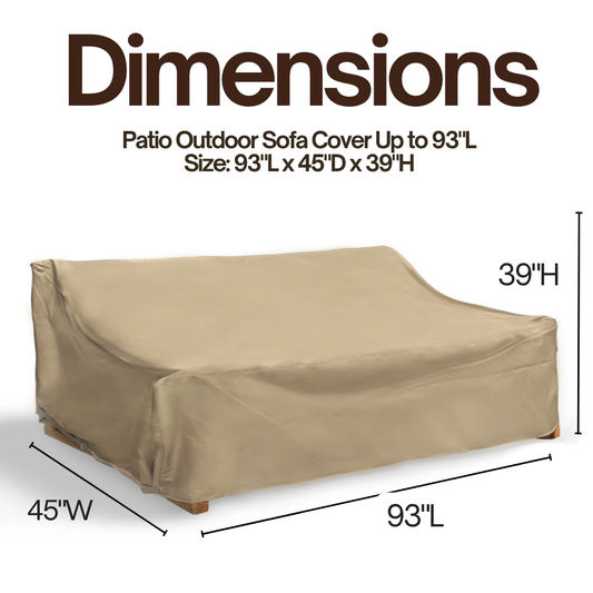Patio Outdoor Large Sofa Cover Up to 93"L Taupe