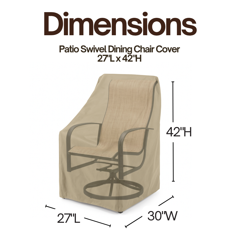 Patio Swivel Dining Chair Cover 27"L x 42"H Classic Taupe
