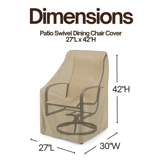 Patio Swivel Dining Chair Cover 27"L x 42"H Classic Taupe