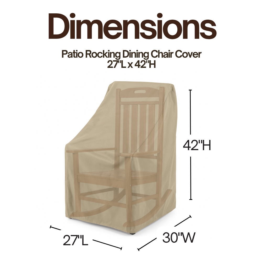 PREORDER (Ship 5/25) Patio Rocking Dining Chair Cover 27"L x 42"H Classic Taupe - Formosa Covers