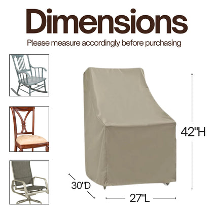 [SHIPS 5/22/26] Patio High Back Dining Chair Cover 27"L x 42"H Classic Taupe - 2/4/6 Pack