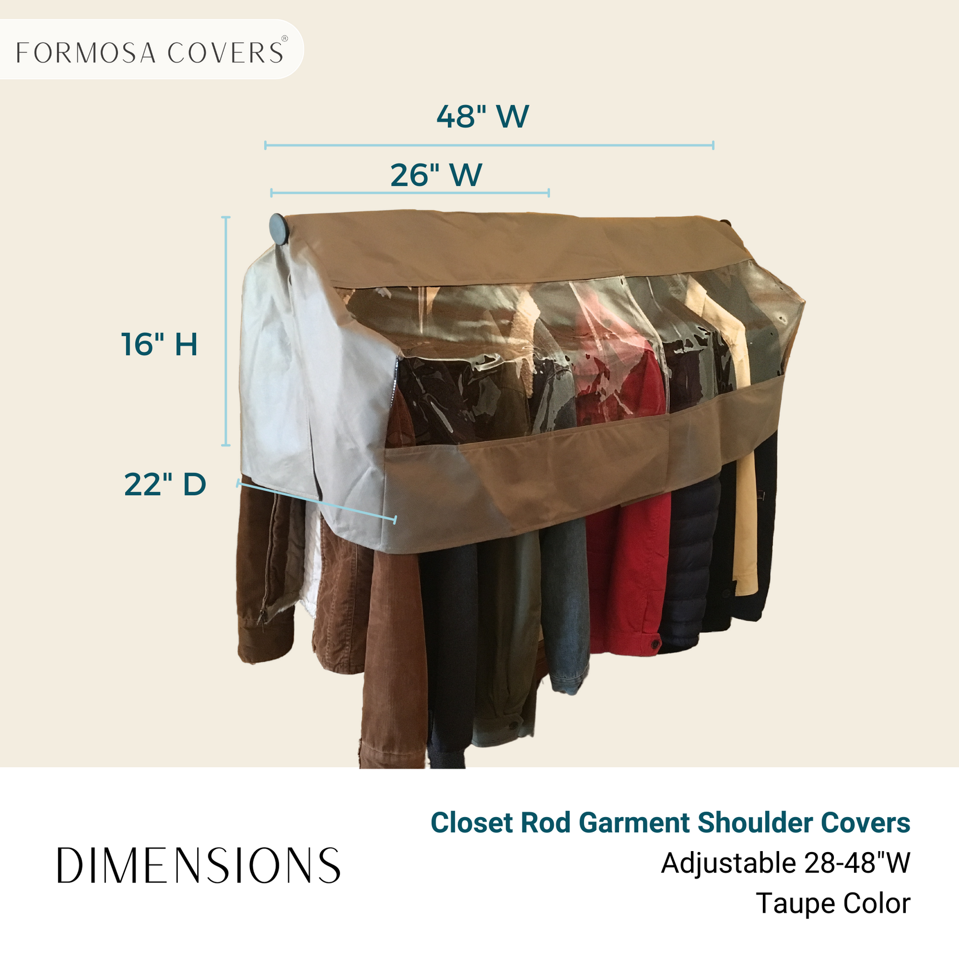 Adjustable 26-48 Inch Shoulder Garment Dust Cover Formosa Covers