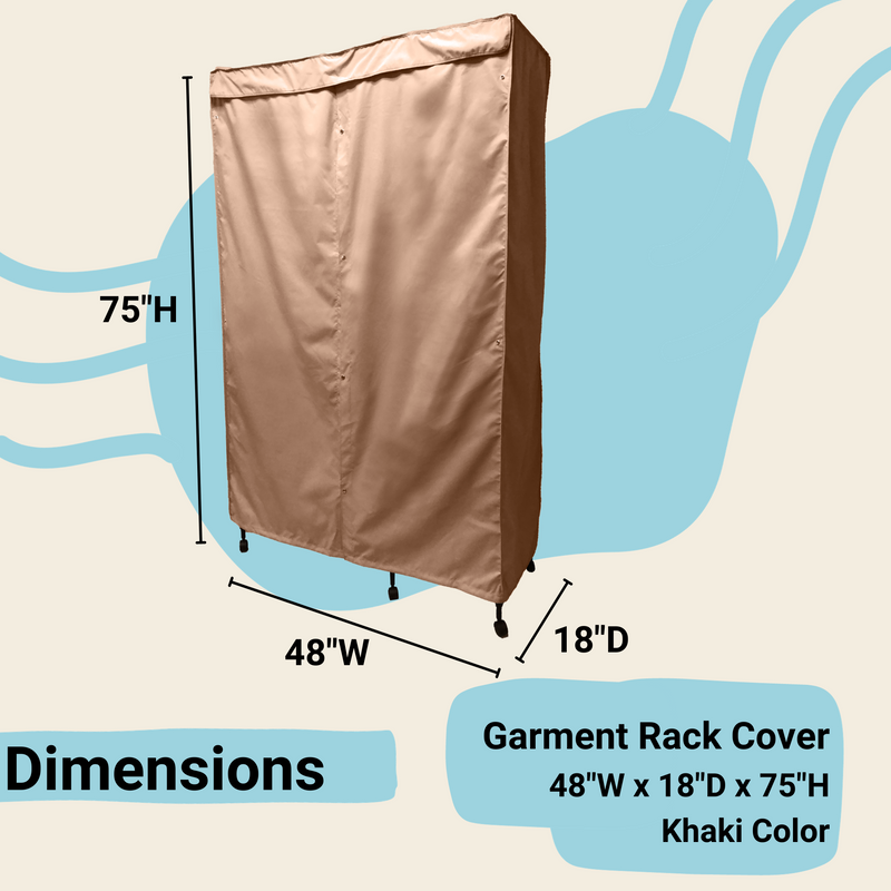 Portable Garment Rack Cover 48"W x 18"D x 75"H Khaki