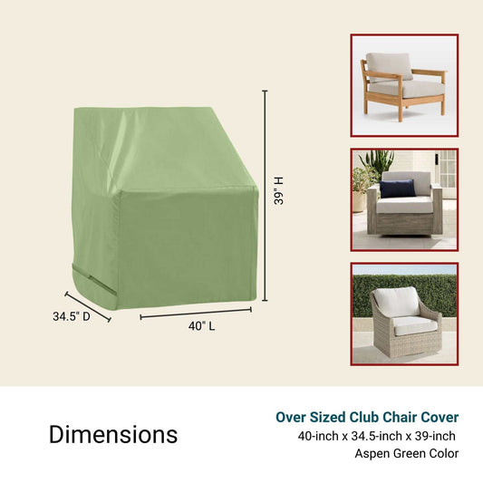 Patio Outdoor Large Club Chair Cover 40"W x 34"D x 39"H Aspen Green - Formosa Covers