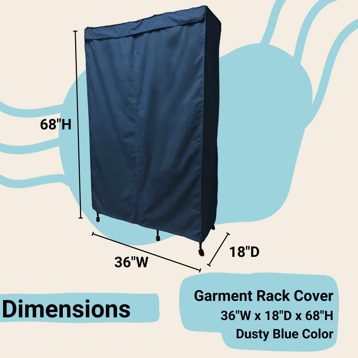 Portable Garment Rack Fabric Cover Navy Blue | Formosa Covers