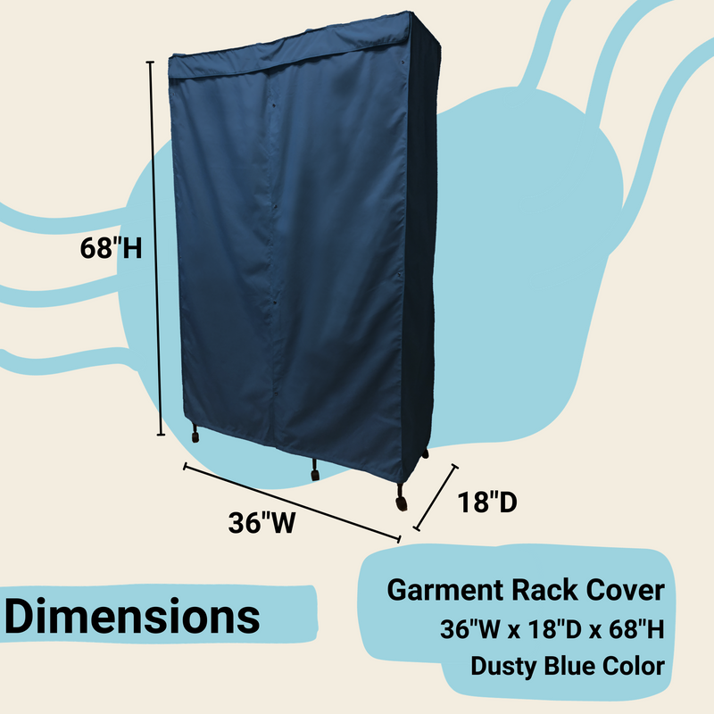 Portable Garment Rack Cover 36"W x 18"D x 68"H Dusty Blue
