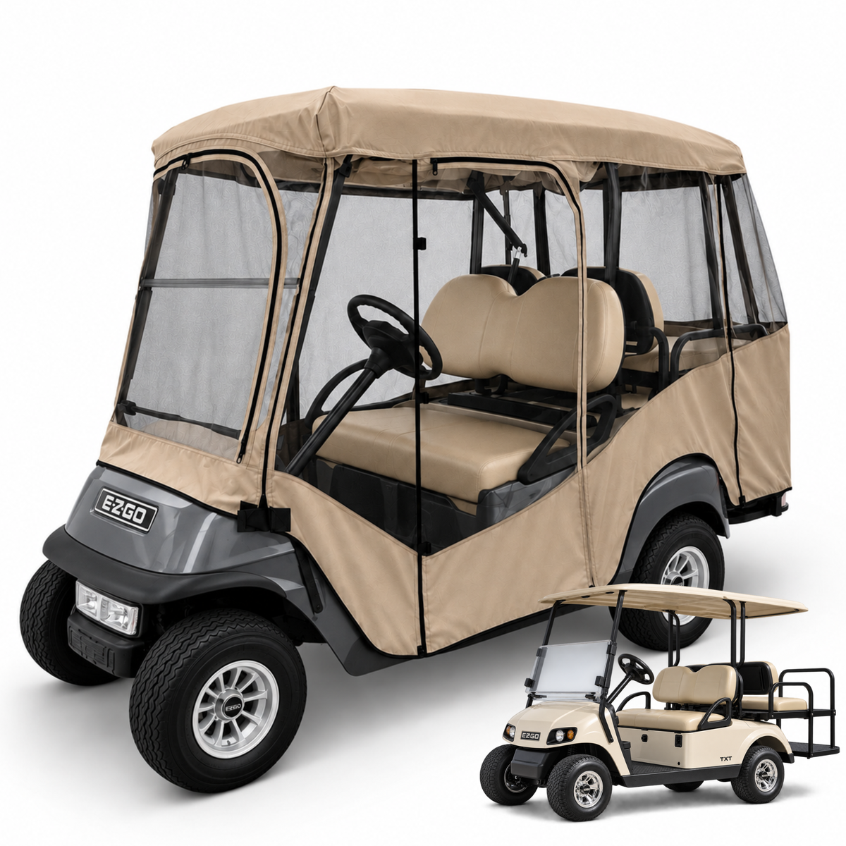 EZGO MESH Golf Cart Enclosure for 2+2 Passenger (4 Passenger Short Roof 58")
