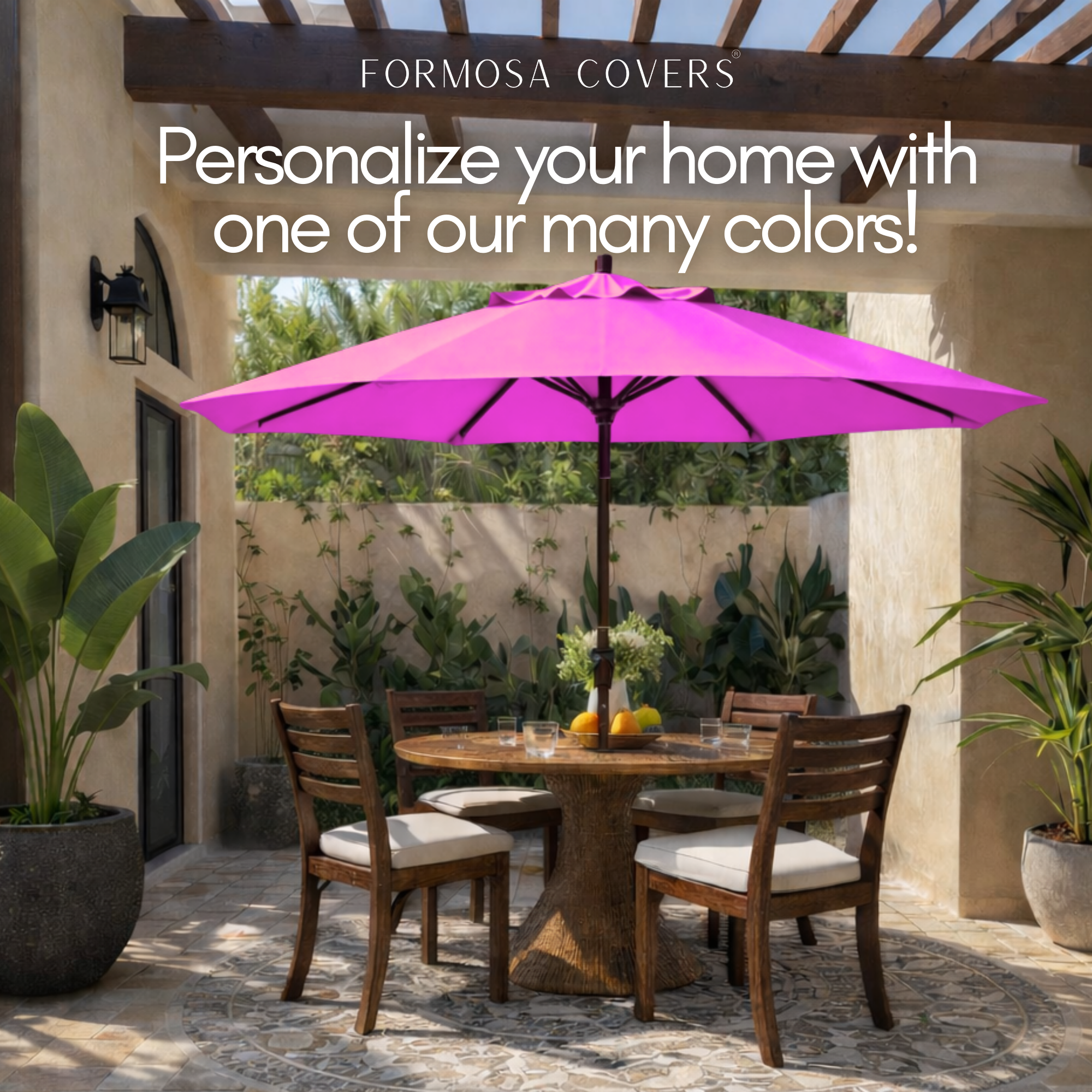 9ft Market Patio Umbrella 8 Rib Replacement Canopy Fuchsia - Formosa Covers