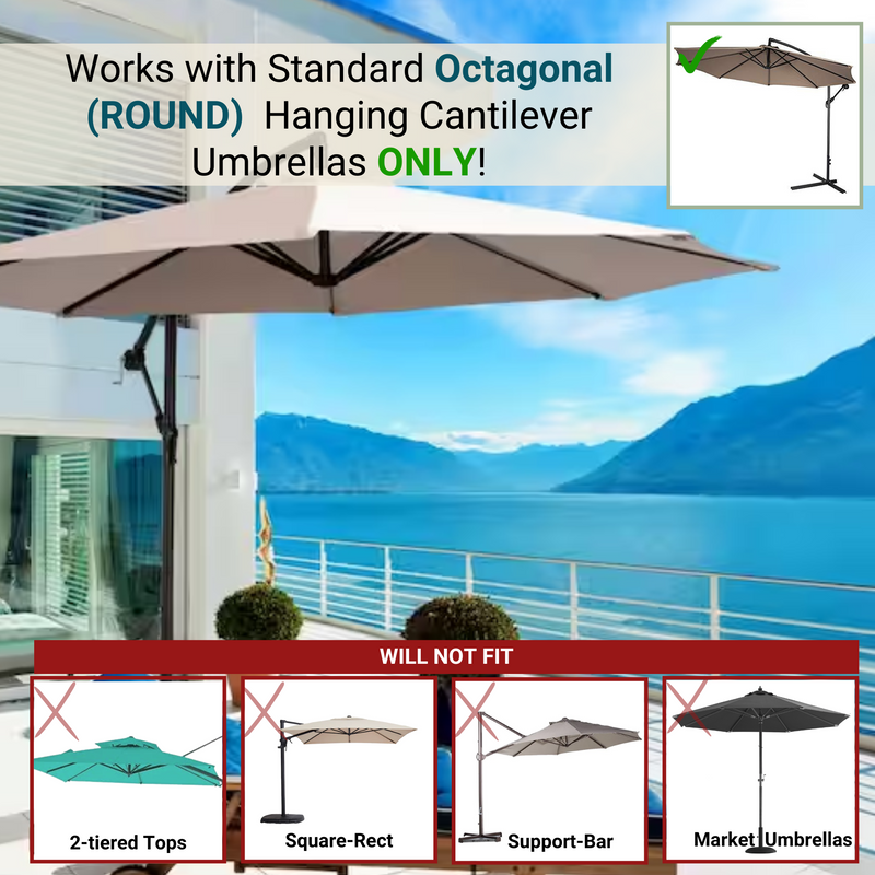 9ft Cantilever Hanging Umbrella 8 Rib Replacement Canopy Taupe