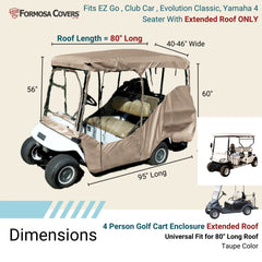4 Passenger Golf Cart Driving Enclosure Cover Taupe