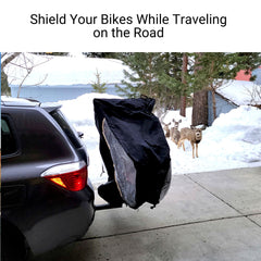 Lightweight Dual Bike Rack Cover For Transport (Fits 1-2 Bikes) with Large Translucent Ends