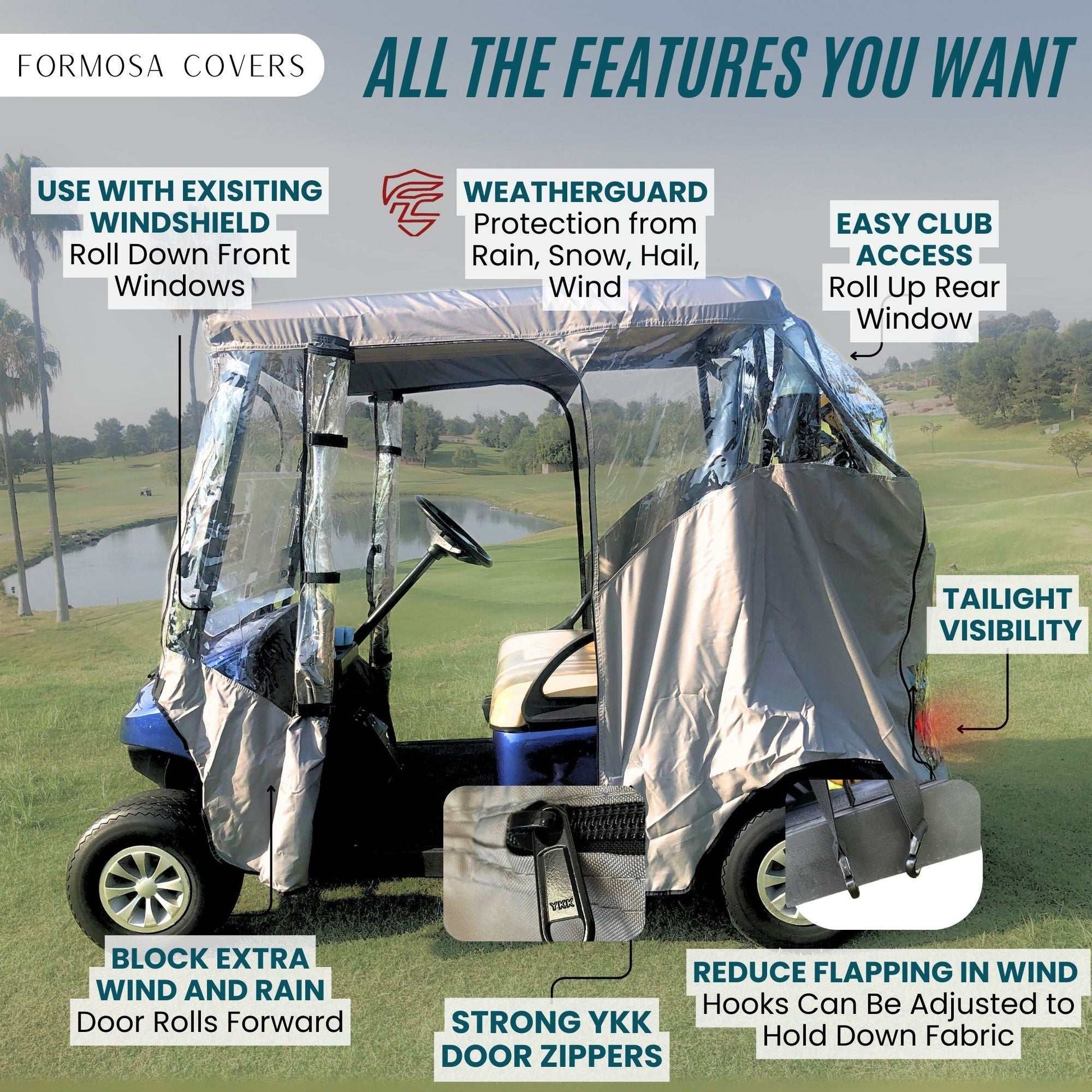 golf cart rain bag cover Golf Cart Enclosure - 2 Passenger Golf Cart Rain Cover