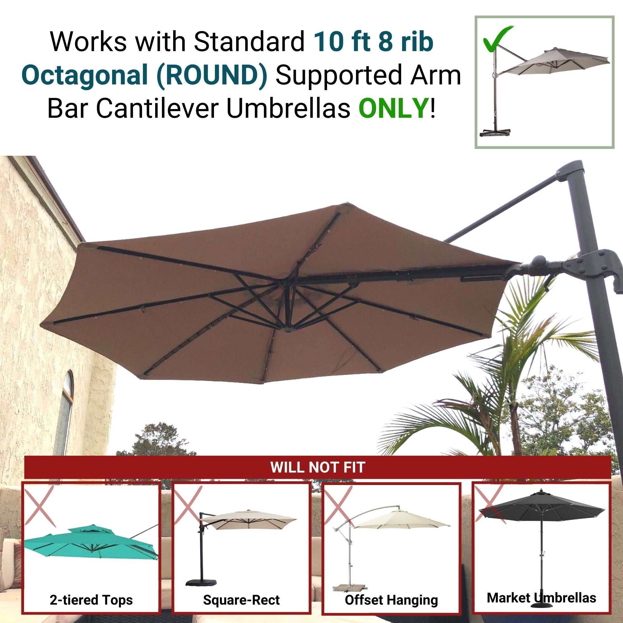 Patio Umbrella Replacement Canopy Cantilever Supported Bar 10 Ft