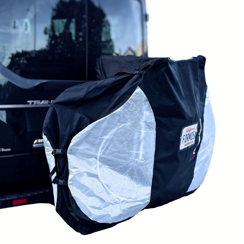 Dual Bike Rack Cover For Transport (Fits 1-2 Bicycles) Large Translucent Ends NOW with License Plate Holder