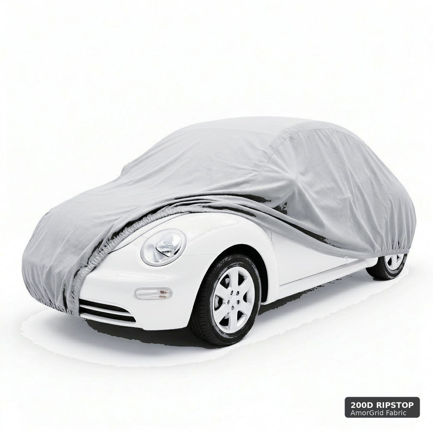 Volkswagen Beetle Car Cover | AmorGrid 200D Ripstop Silver | 5-Layer Waterproof UV Protection | VW Bug Cover Fits 161"L