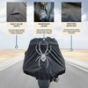 A Can-Am Spyder RT, adorned with a sleek black half cover from Formosa Covers, showcases a striking spider design. The product is labeled as the 