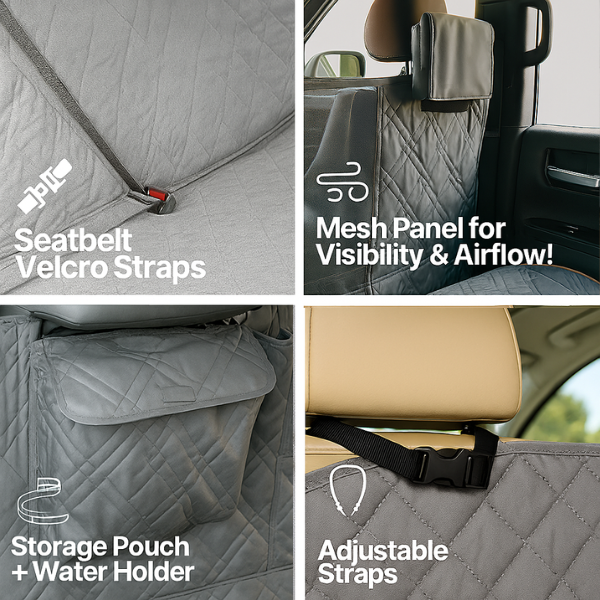 X-Large Car Seat Cover For Dogs and Pets 56"W Grey - Formosa Covers