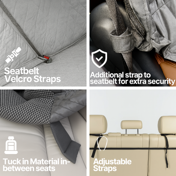 Car Seat Luxury Bench Cover For Dogs and Pets Grey