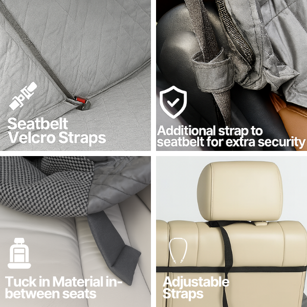 Pet Single Car Seat Cover with Floor Coverage Grey