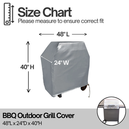 BBQ Outdoor Grill Cover 48"L x 24"D x 40"H Grey Vinyl - Formosa Covers