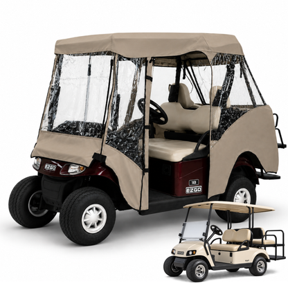 EZGO Golf Cart Enclosure, 2+2 Passenger with 58" Roof [Fits TXT, RXV, Valor, Medalist, Marathon]