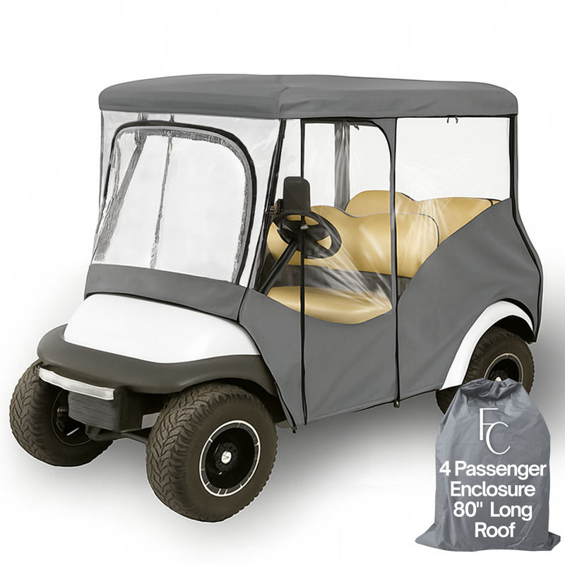 4 passenger long roof golf cart enclosure grey weatherproof cover with zippers for EZ Go Club Car Yamaha models
