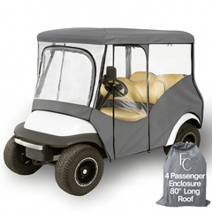 4 passenger long roof golf cart enclosure grey weatherproof cover with zippers for EZ Go Club Car Yamaha models