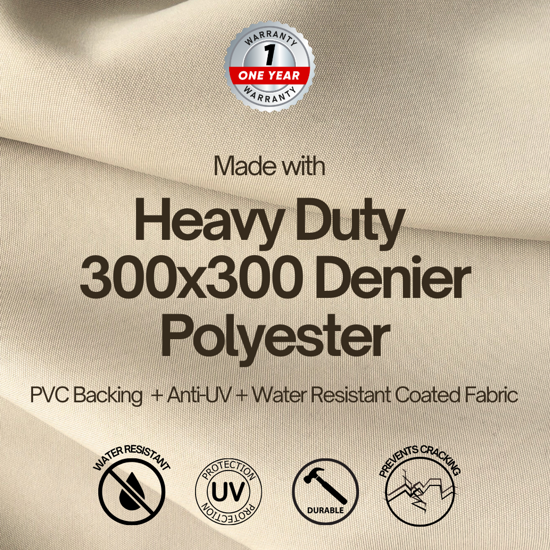 Taupe BBQ outdoor grill cover 36" made of heavy duty 300x300 denier polyester with water resistant and UV protection.