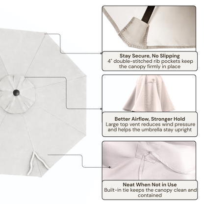 PREORDER (Ship 5/25) 11ft Cantilever Hanging Umbrella 8 Rib Replacement Canopy Off White - Formosa Covers