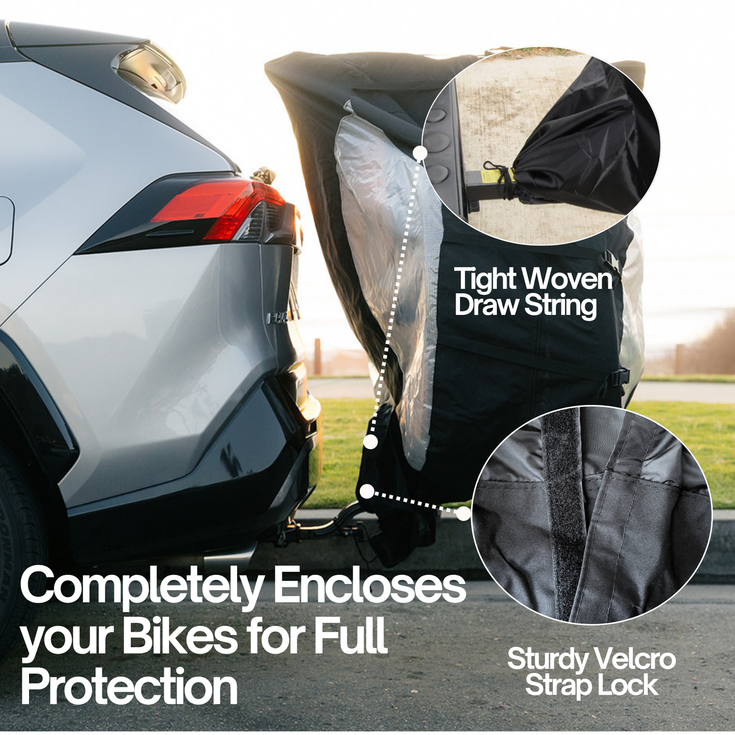 Electric Bike Cover for Transport (Fits 1-2 E-Bikes) with Large Translucent Ends