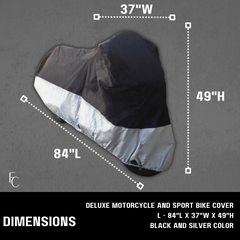 Heavy Duty Motorcycle Cover with Cable & Lock (L) Black