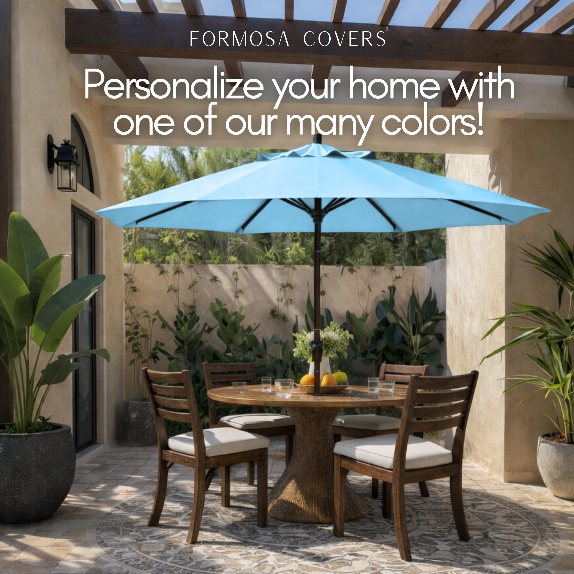 9ft Market Patio Umbrella 8 Rib Replacement Canopy Light Blue - Formosa Covers