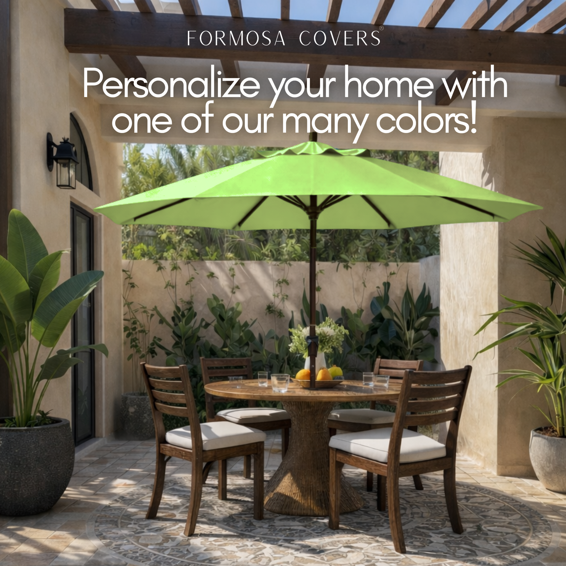 9ft Market Patio Umbrella 8 Rib Replacement Canopy Avocado Lime Green - Formosa Covers