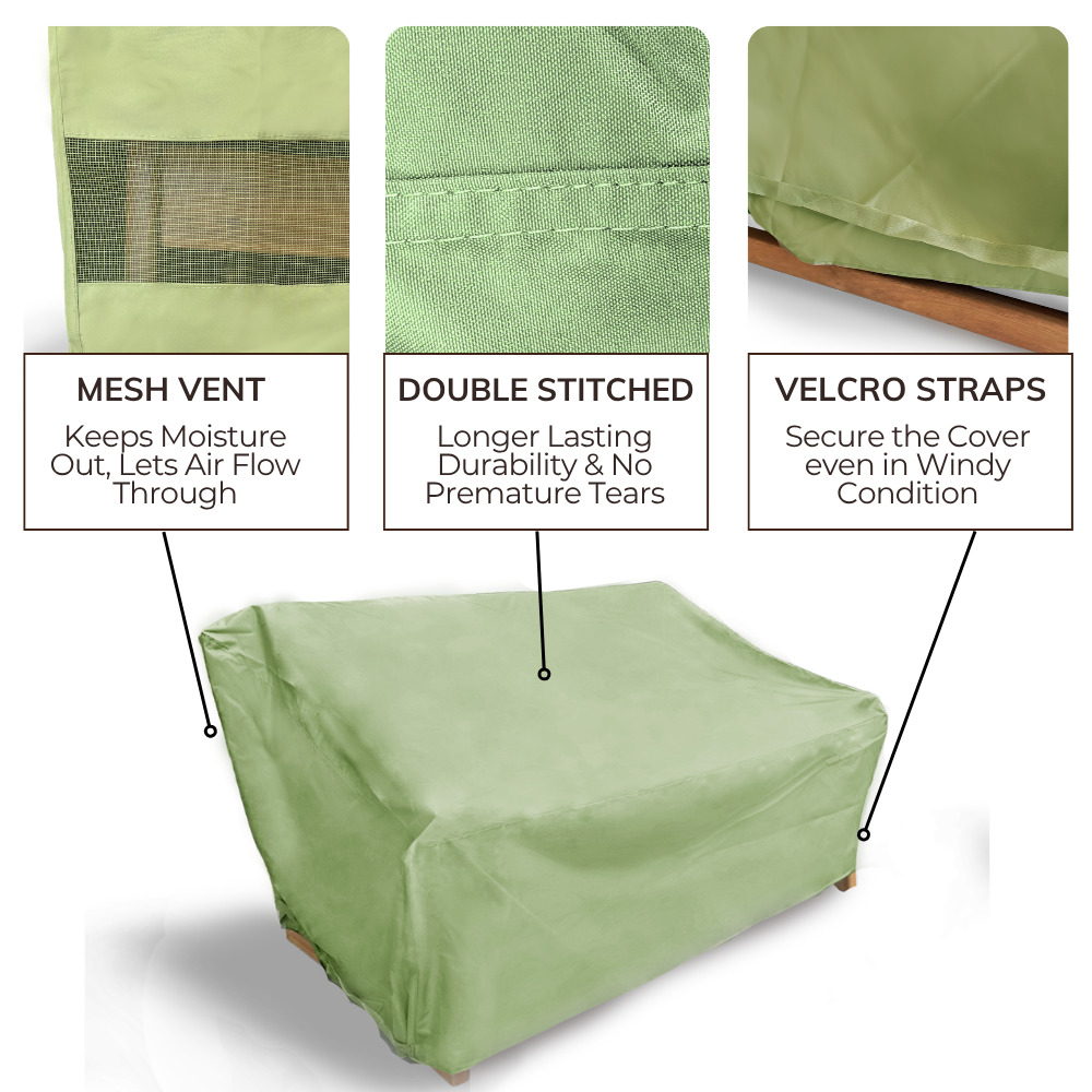 Patio Outdoor Large Loveseat Bench Cover Up to 65"L x 45"D Aspen Green
