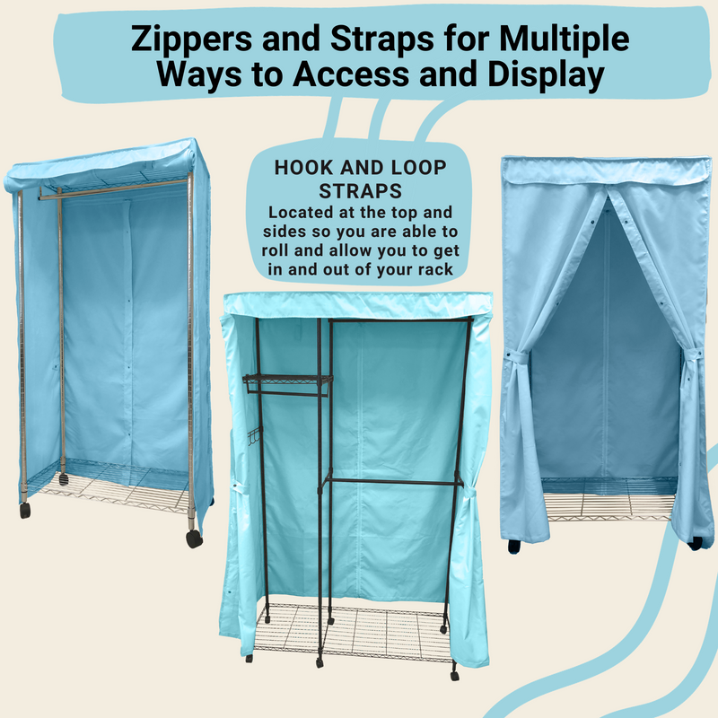 Blue Rack Cover Portable Garment Rack Fabric Cover Glacier Blue | Formosa Covers
